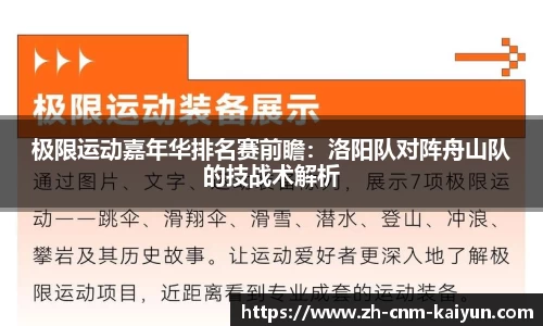 极限运动嘉年华排名赛前瞻：洛阳队对阵舟山队的技战术解析